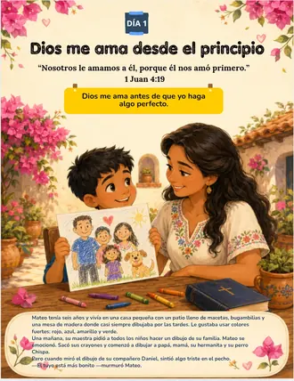 Día 1: Dios me ama desde el principio — portada ilustrada